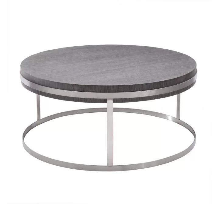 Armen Living Sunset Coffee Table in Brushed Stainless Steel finish with Grey Top - Front