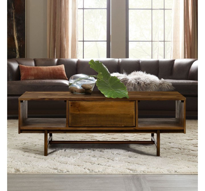 Superb Rustic Oak Coffee Table with Drawer - Lifestyle