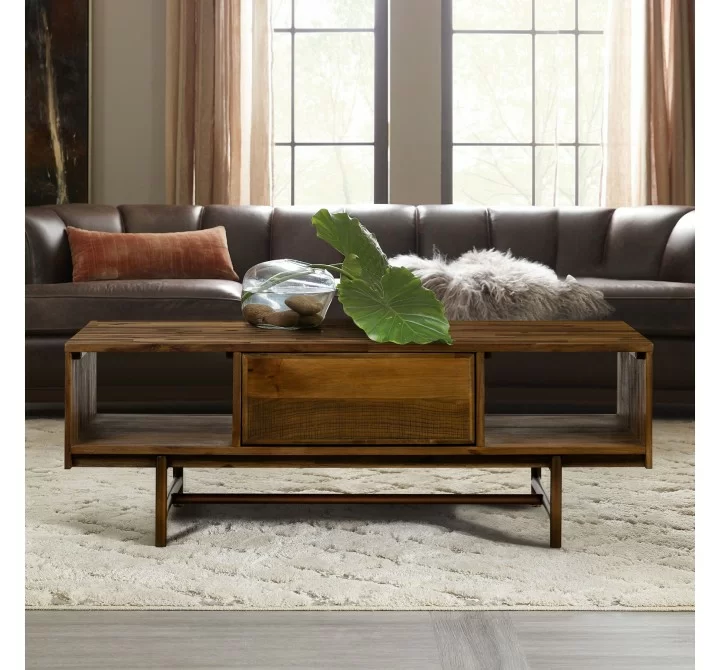 Superb Rustic Oak Coffee Table with Drawer - Lifestyle