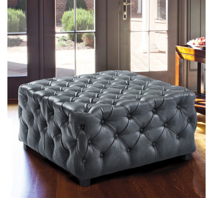 Armen Living Taurus Contemporary Ottoman in Gray Faux Leather Lifestyle