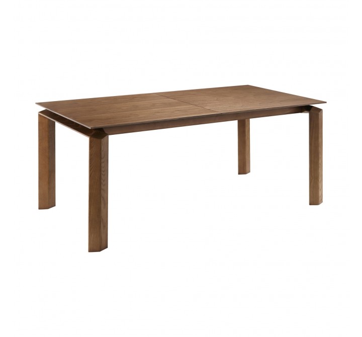Treviso Mid-Century Extension Dining Table in Walnut Finish and Top - Anglled