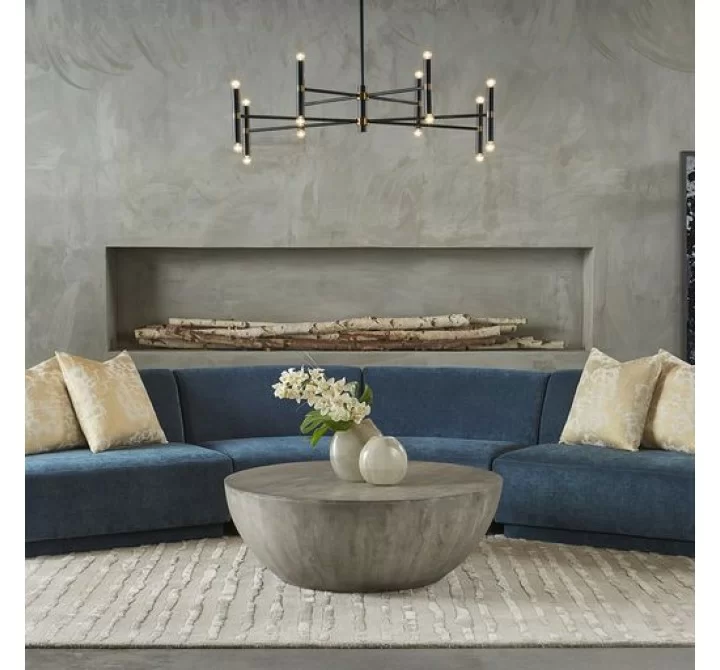Sunpan Jaclyn Modular Left Armchair in Danny Dusty Blue - Lifestyle