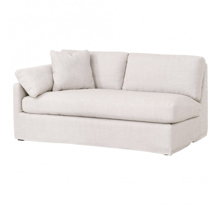 Lena Modular Slope Arm Slipcover 2-Seat 1-Left Arm Sofa - Bisque Espresso - Front Side Angle