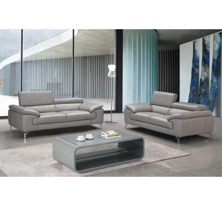 J&M Furniture Liam Grey Leather Sofa