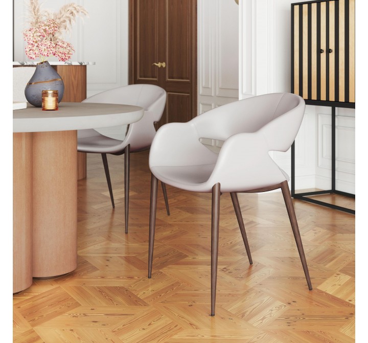 Limay Dining Chair Beige & Walnut- Lifestyle 1