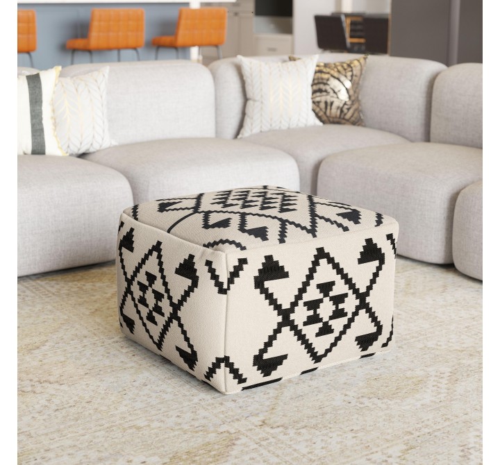 Lizardo Ottoman in Beige & Black- Lifestyle 1