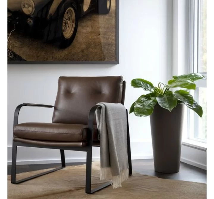 Sunpan Sterling Lounge Chair Missouri Mahogany Leather - Lifestyle