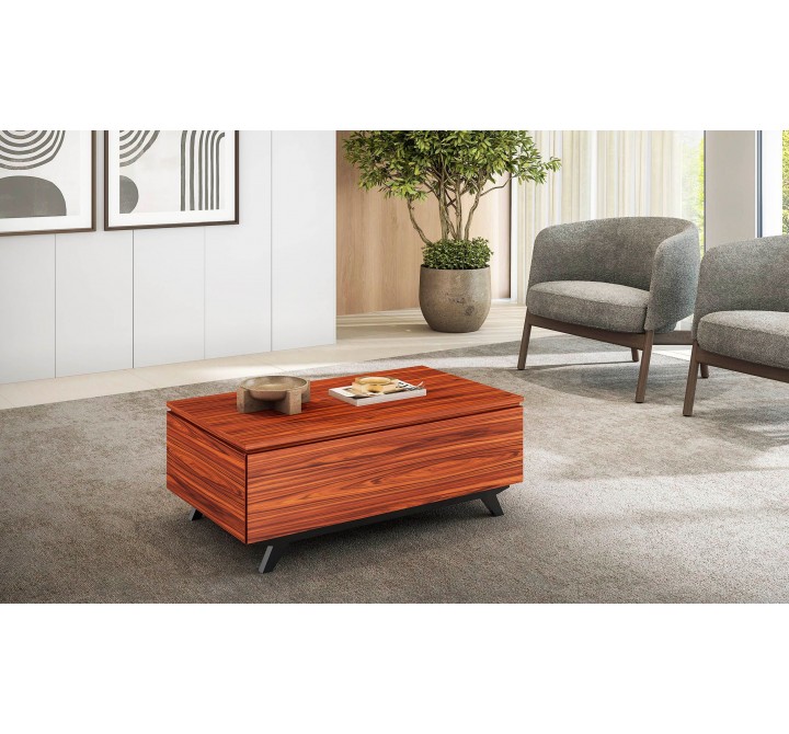 Furnitech Signature 48" Mid-Century Modern Coffee Table in Iron Wood - Lifestyle