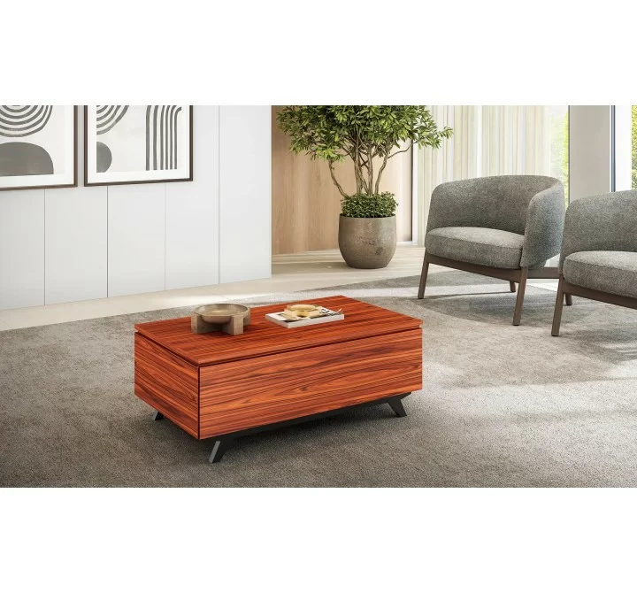 Furnitech Signature 48" Mid-Century Modern Coffee Table in Iron Wood - Lifestyle