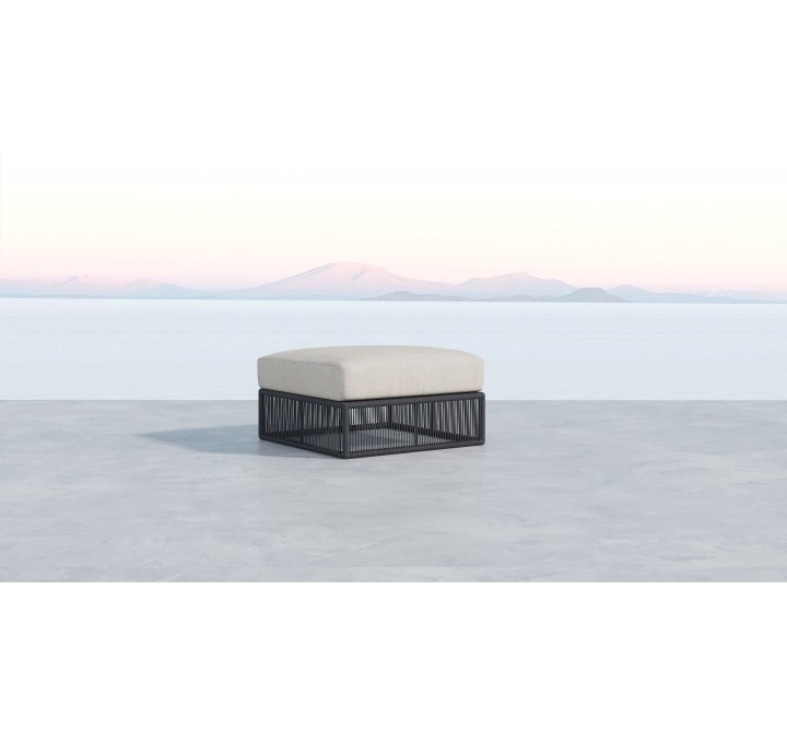 Sunset West Milano Ottoman with Cushion in Echo Ash - Lifestyle