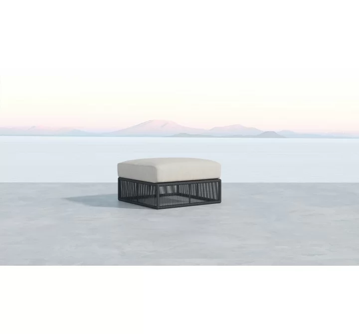 Sunset West Milano Ottoman with Cushion in Echo Ash - Lifestyle
