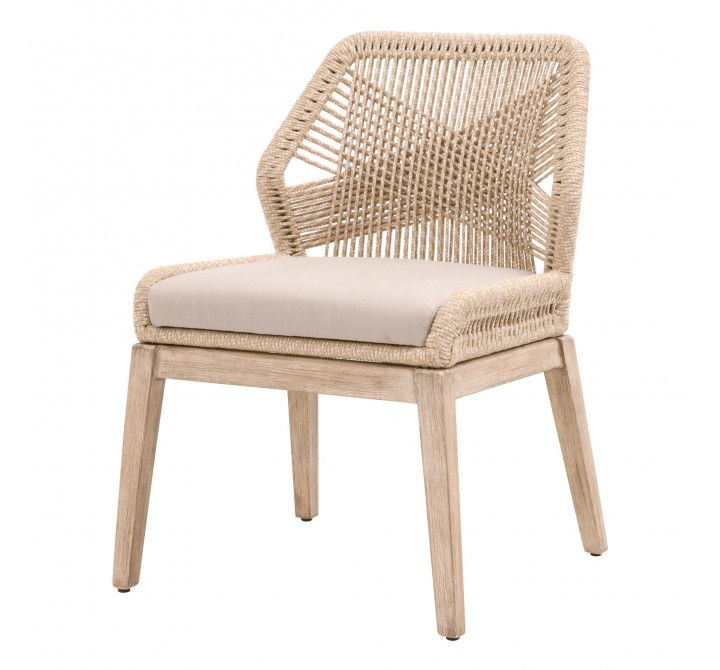 Loom Dining Chair - Sand Natural Gray Fixed - Front Side Angle
