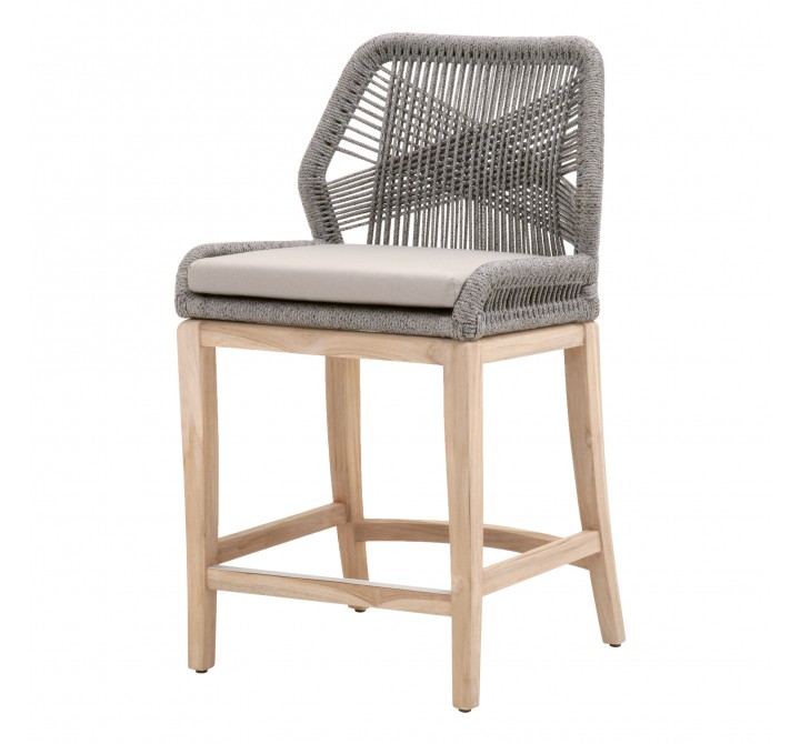 Loom Outdoor Counter Stool - Platinum Reinforced - Front Side Angle