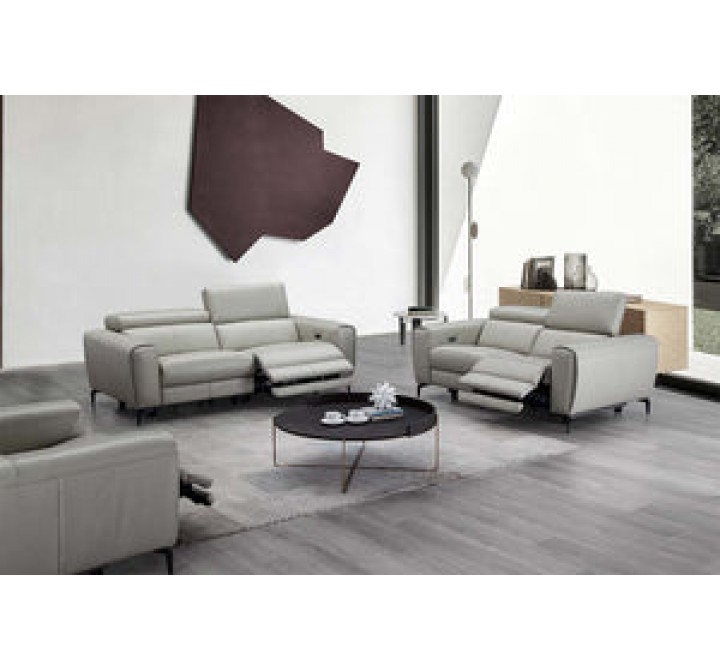J&M Furniture Lorenzo Sofa in Light Grey- Set View