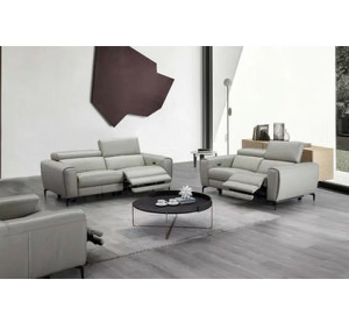 J&M Furniture Lorenzo Sofa in Light Grey- Set View