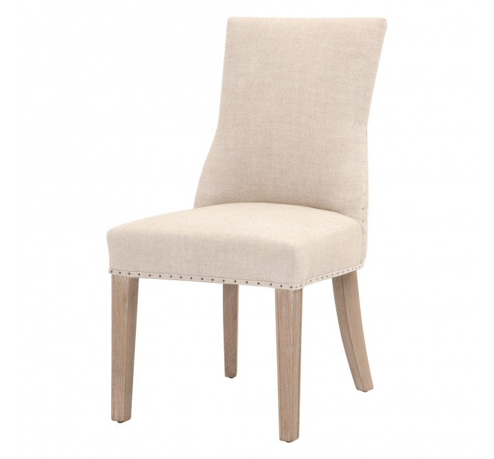 Lourdes Dining Chair in Bisque Natural Gray - Front Side Angle