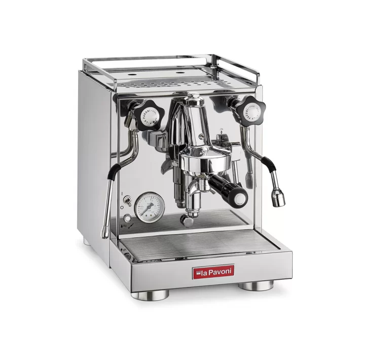 La Pavoni Cellini Classic Espresso Machines in Silver - Angled View