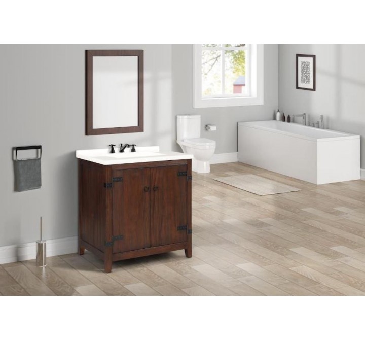 Crawford and Burke Tarouca 31" Cherry Brown Single Bathroom Vanity, Lifestyle