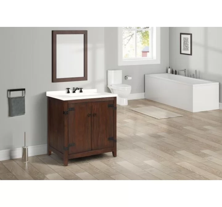 Crawford and Burke Tarouca 31" Cherry Brown Single Bathroom Vanity, Lifestyle
