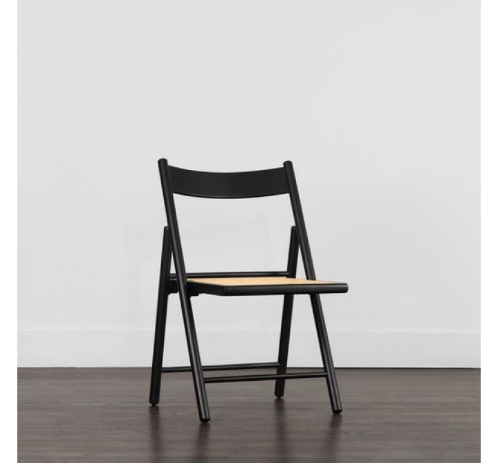 Sunpan Livvy Folding Dining Chair - Black - Set of Two - Front Side Angle