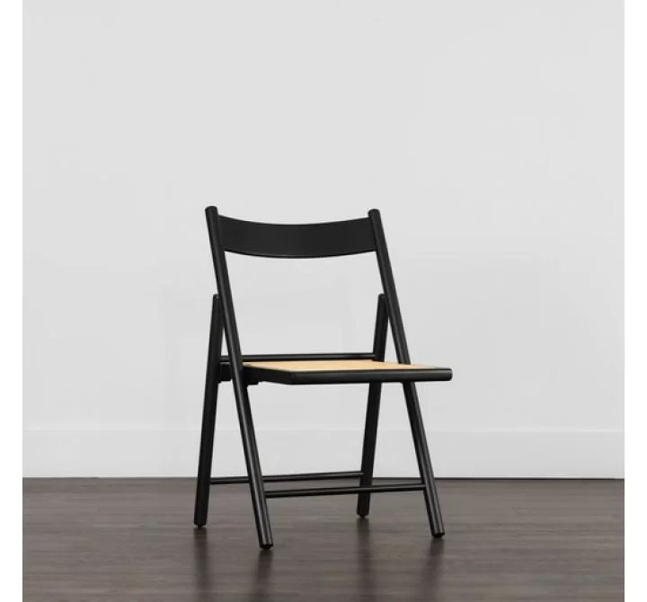 Sunpan Livvy Folding Dining Chair - Black - Set of Two - Front Side Angle