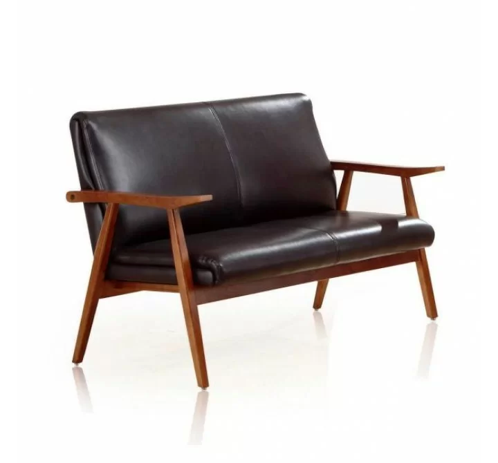 Manhattan Comfort Arch Duke 51.2 in. Black and Amber Faux Leather 2-Seater Loveseat