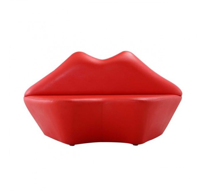 Manhattan Comfort Kiss 61.8 in. Red Faux Leather 2-Seater Loveseat Front
