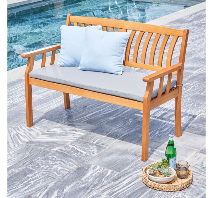 Vifah Kapalua Honey Nautical Eucalyptus Wooden Outdoor Garden Bench, Lifestyle