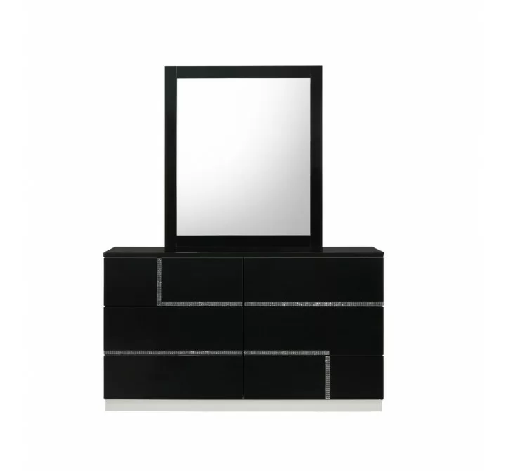 J&M Furniture Lucca Bedroom - Dresser + Mirror Side View