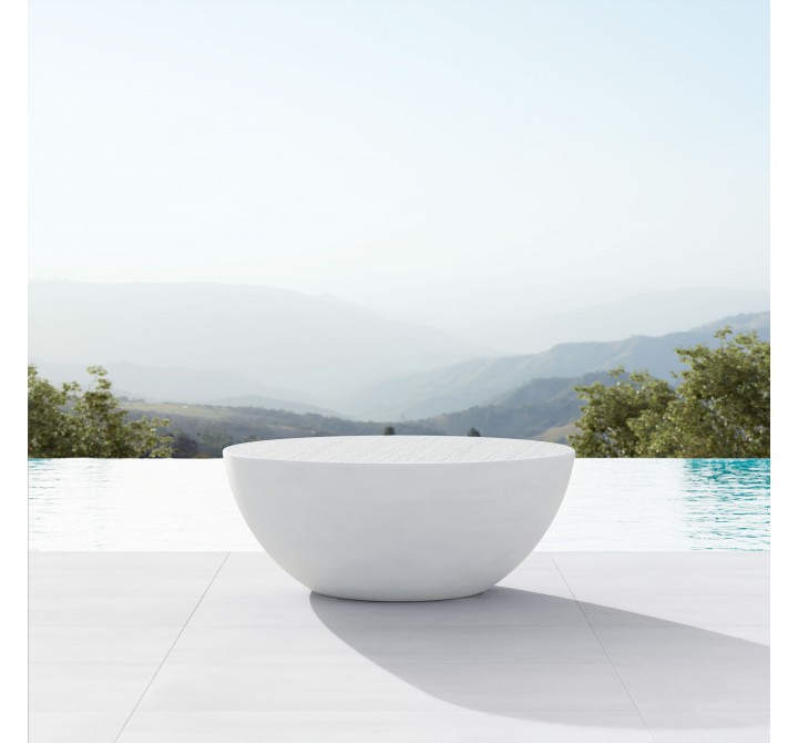 Azzurro Living Luna Coffee Table In Bone Concrete - Lifestyle