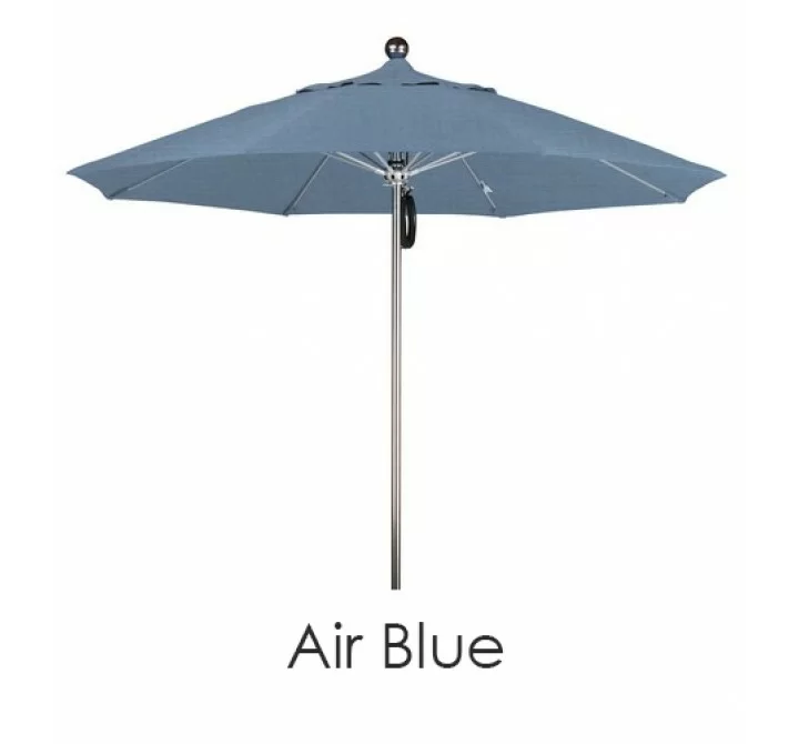 California Umbrella 9' SSteel SinglePole FGlass Ribs M Umbrella SV Anodized - Sunbrella
