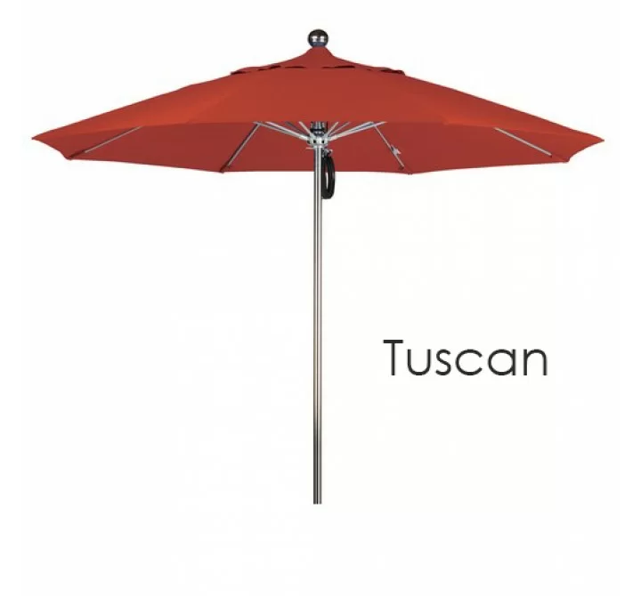 California Umbrella 9' SSteel SinglePole FGlass Ribs M Umbrella SV Anodized - Pacifica