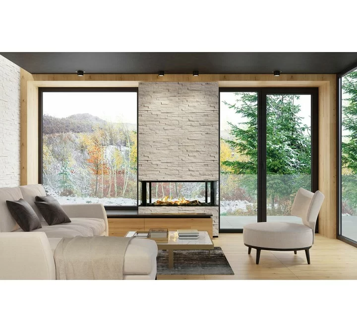 Sierra Flame Lyon - 4 Sided See Through Gas Fireplace - Lifestyle