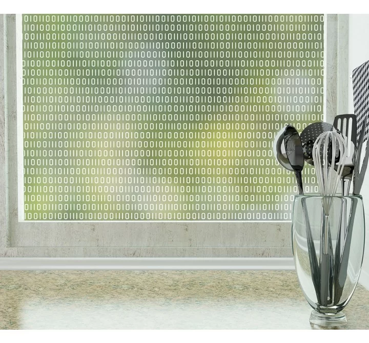 Odhams Press Bits & Bytes Frosted Non-Adhesive Decorative Window Film  - Privacy Cling Film