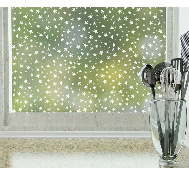 Odhams Press Star Struck Frosted Non-Adhesive Decorative Window Film - Privacy Cling Film