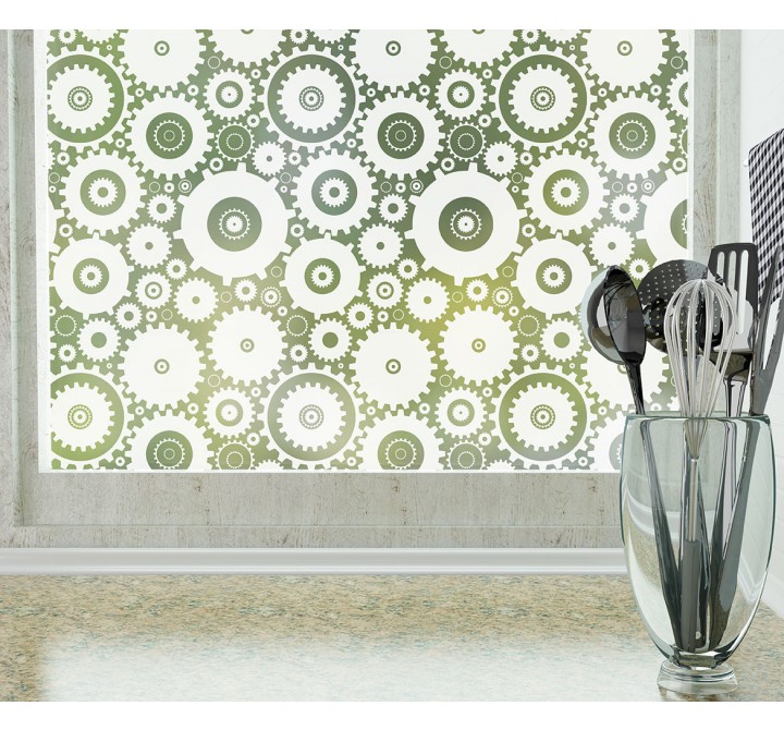 Odhams Press Sprockets Frosted Non-Adhesive Decorative Window Film - Privacy Cling Film