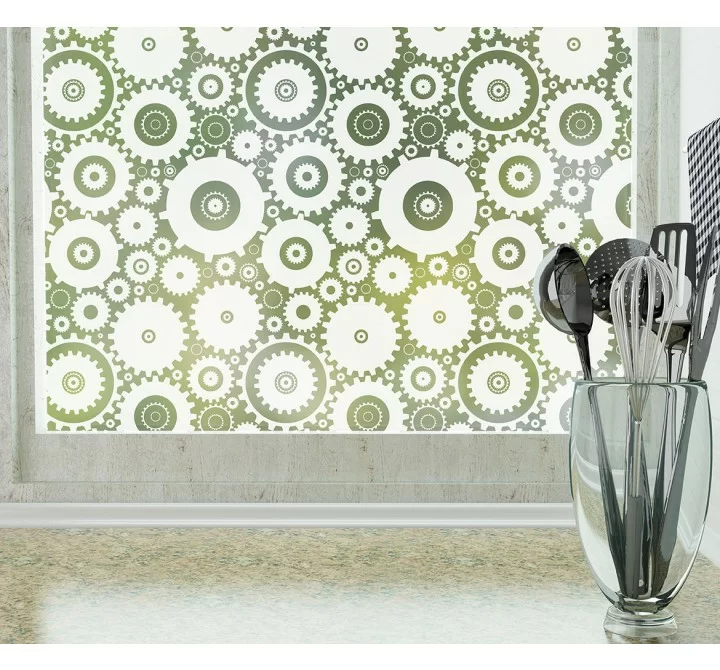 Odhams Press Sprockets Frosted Non-Adhesive Decorative Window Film - Privacy Cling Film