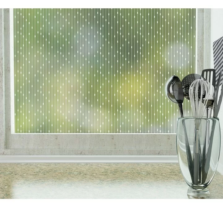 Odhams Press Rhythm Frosted Non-Adhesive Decorative Window Film - Privacy Cling Film