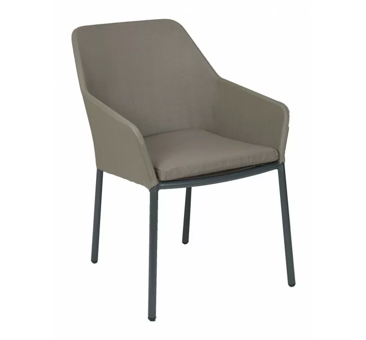 Aluminum Arm Chair W/ UV Resistant PE Weave Back And Seat - MADEIRA A – TAUPE