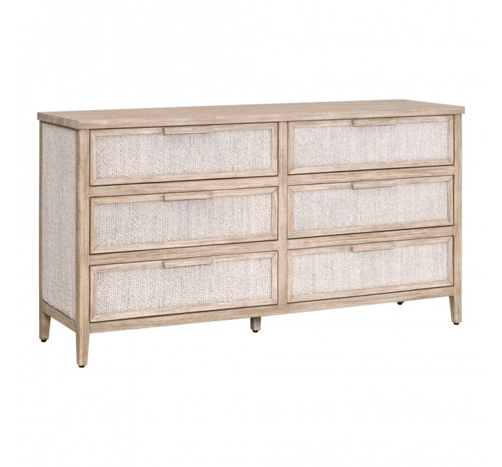 Essentials For Living Malay 6-Drawer Double Dresser - Front Side Angle