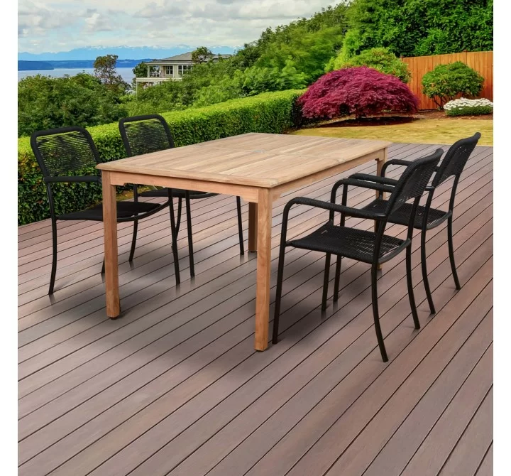 Amazonia Oosterdam 5 Piece Teak Rectangular Patio Dining Set