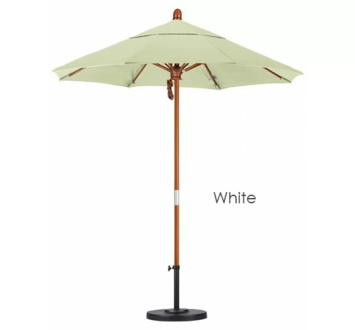 California Umbrella 7.5' Wood Market Umbrella Pulley Open Marenti Wood - Olefin