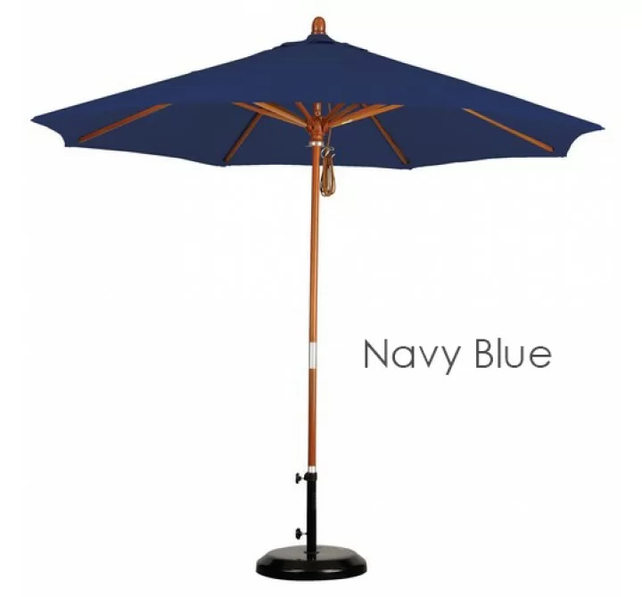 California Umbrella 9' Wood Market Umbrella Pulley Open Marenti Wood - Olefin