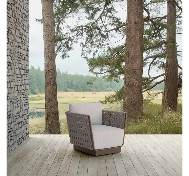 Azzurro Living Maui Swivel Club Chair With Fawn Cushion - Lifestyle