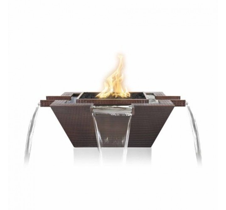 The Outdoor Plus Maya Hammered Copper Fire & Water Bowl - 4-Way Spill