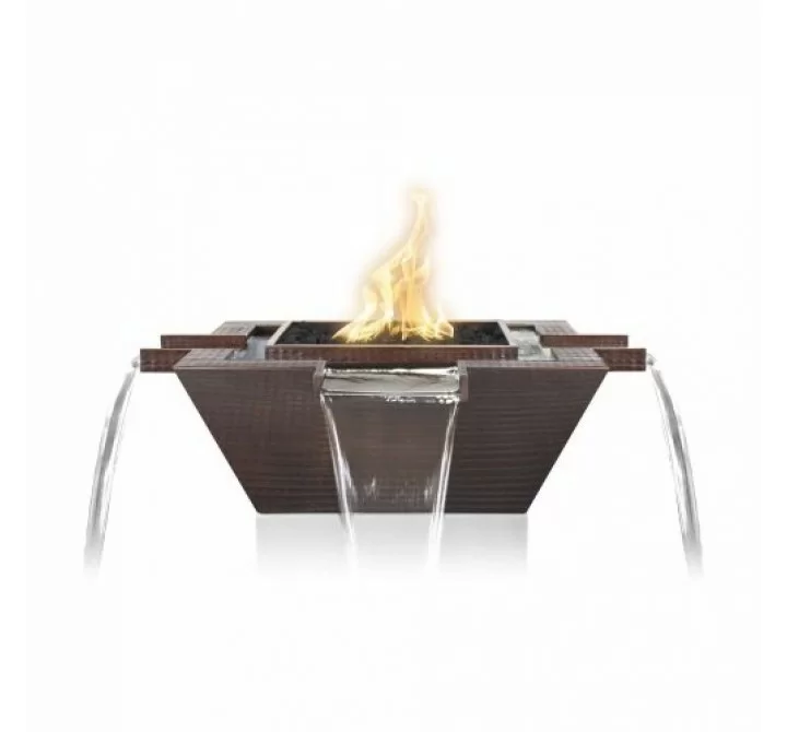 The Outdoor Plus Maya Hammered Copper Fire & Water Bowl - 4-Way Spill