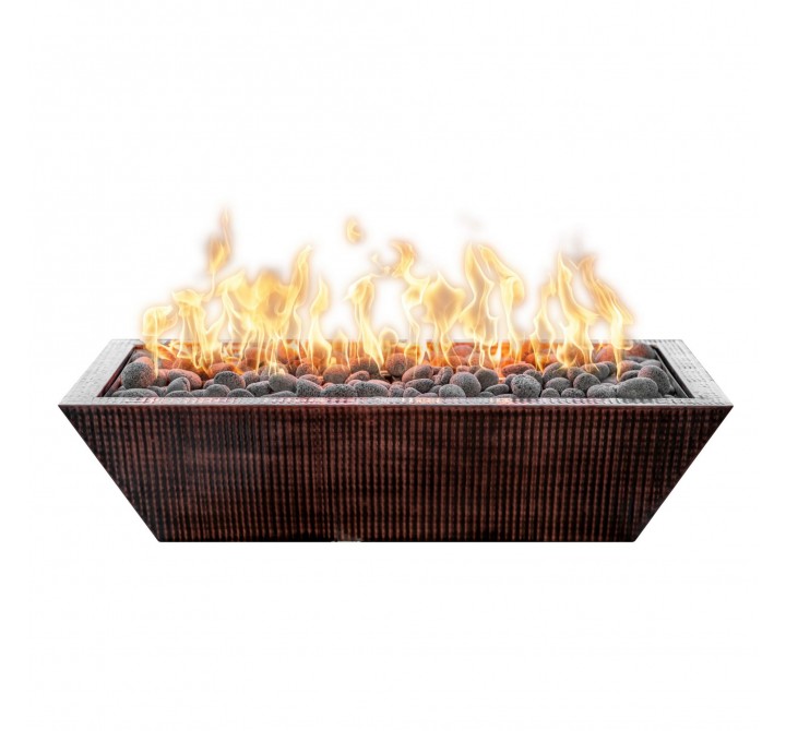 The Outdoor Plus Linear Maya Hammered Copper Fire Bowl