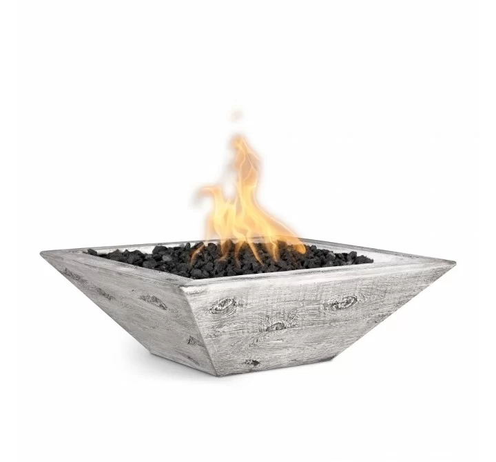 The Outdoor Plus Maya Wood Grain Fire Bowl Ivory