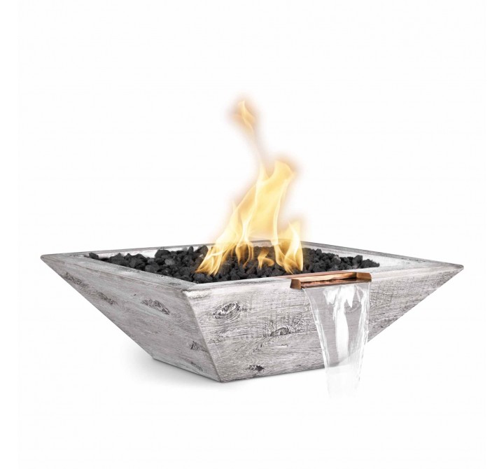 The Outdoor Plus Maya Wood Grain Fire and Water Bowl Ivory 