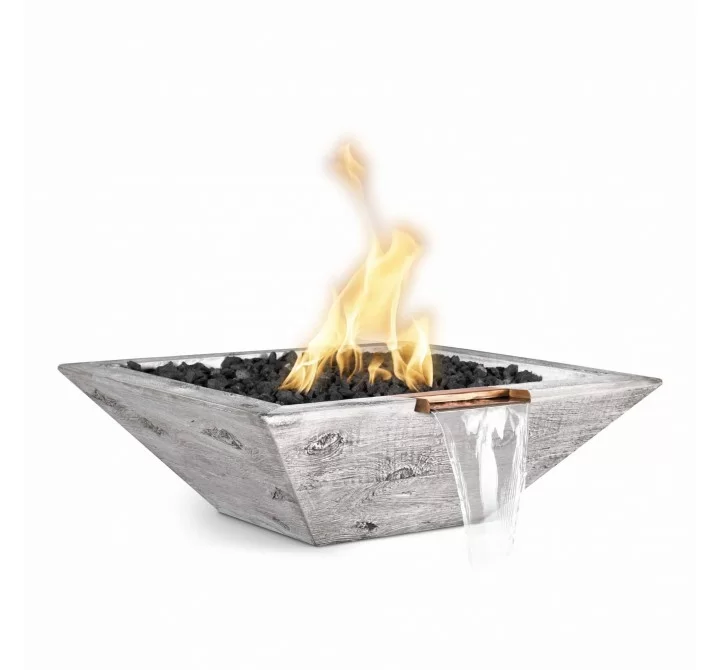 The Outdoor Plus Maya Wood Grain Fire and Water Bowl Ivory 